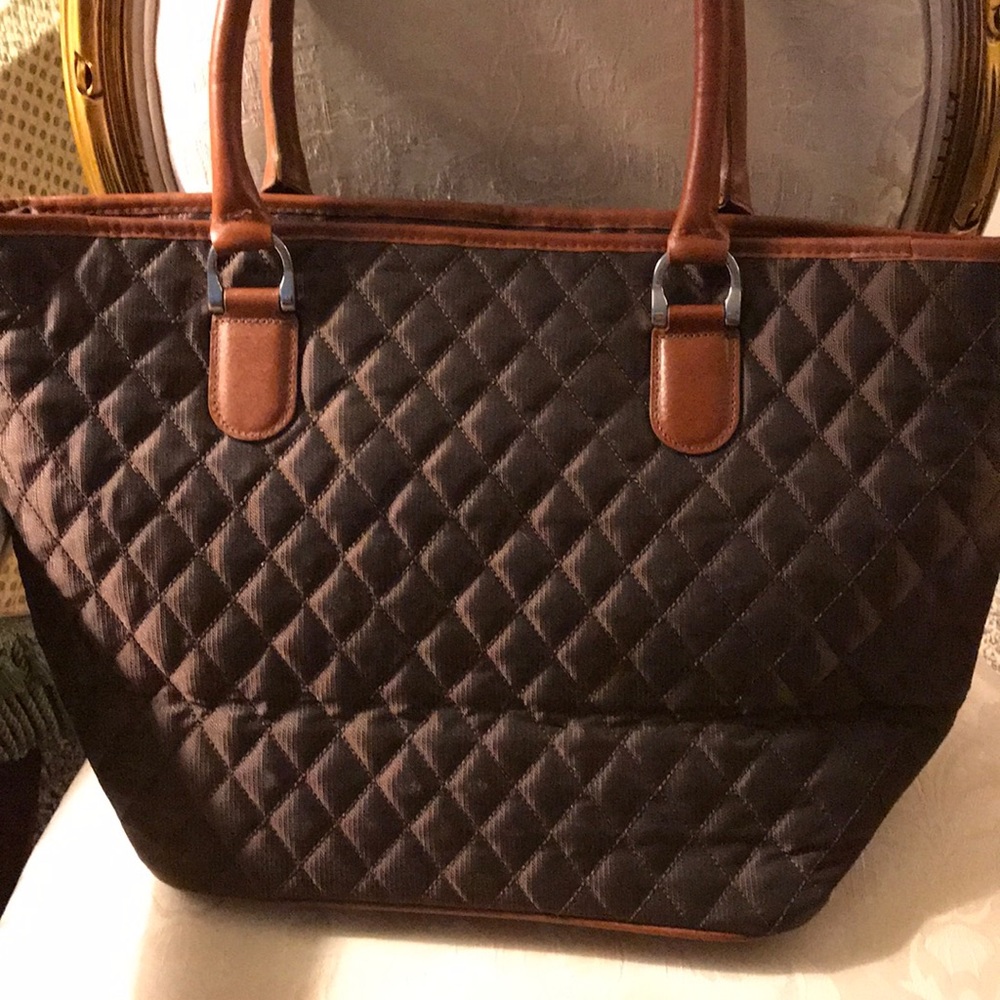 Large Quilted Handbag (Brown)